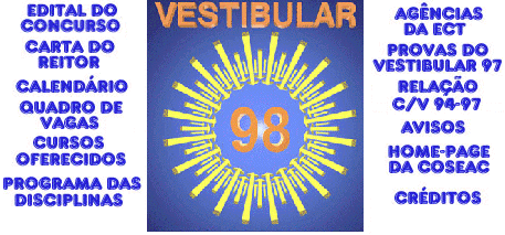 Logotipo do Concurso Vestibular UFF 1998 - Arte: Joror; Menu: LAMV.  Se a figura demorar a carregar, use o menu abaixo.